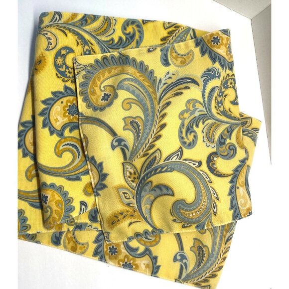 Handmade Paisley Table Runner 65" Center Opening Yellow Blue Floral Feathers - Picture 5 of 9